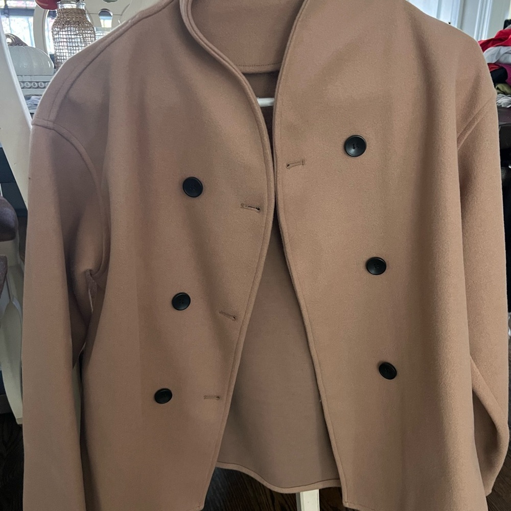 Commense Women's Brown Double-Breasted Pea Coat